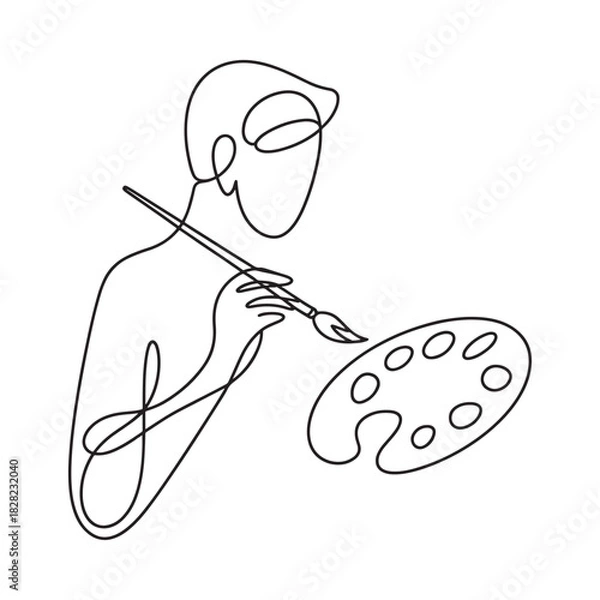 Fototapeta Artist creating art with brush and palette