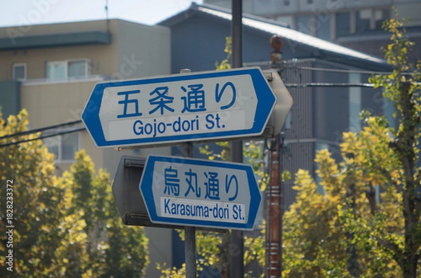 Obraz 京都市の交通標識の案内板