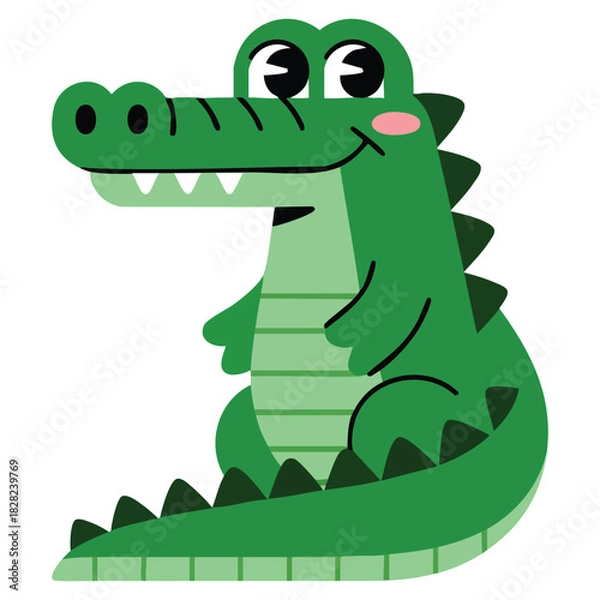 Obraz Playful green crocodile character for children products clothing designs isolated vector illustration on white background