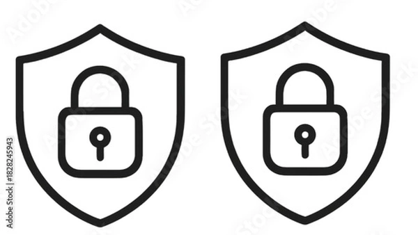 Fototapeta Cybersecurity shield with closed lock for safety and protection concepts