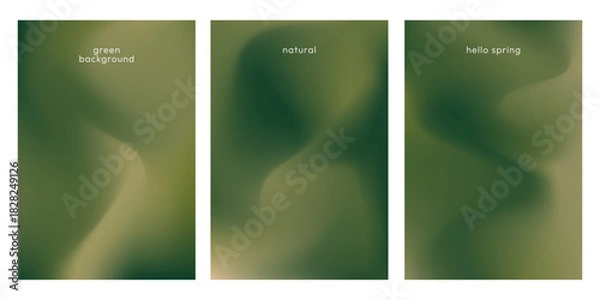 Obraz Soft green abstract gradient background set with smooth organic shapes. Minimal, natural, and calming design ideal for spring themes, eco branding, social media graphics, and modern templates.