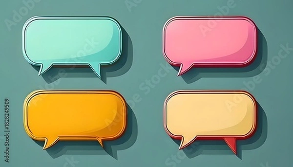 Obraz Colorful speech bubbles with different color variations and shadows, representing communication and conversation