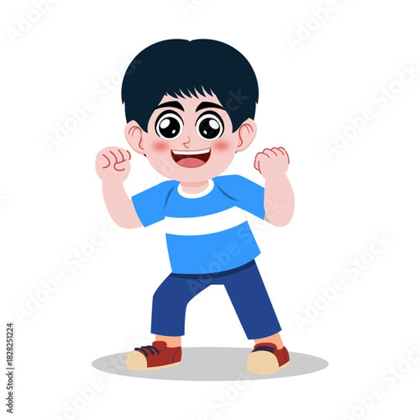 Obraz Happy Boy Cheering Pose Illustration
