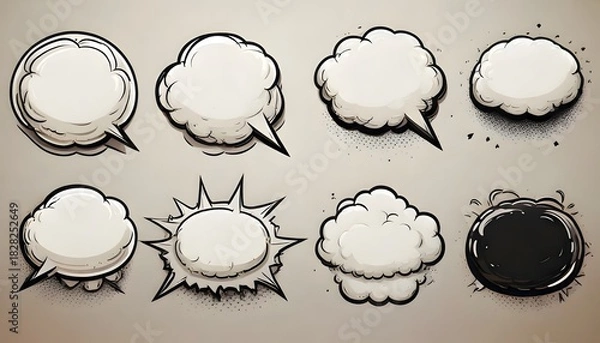Obraz Collection of comic book speech and thought bubbles in various shapes and styles