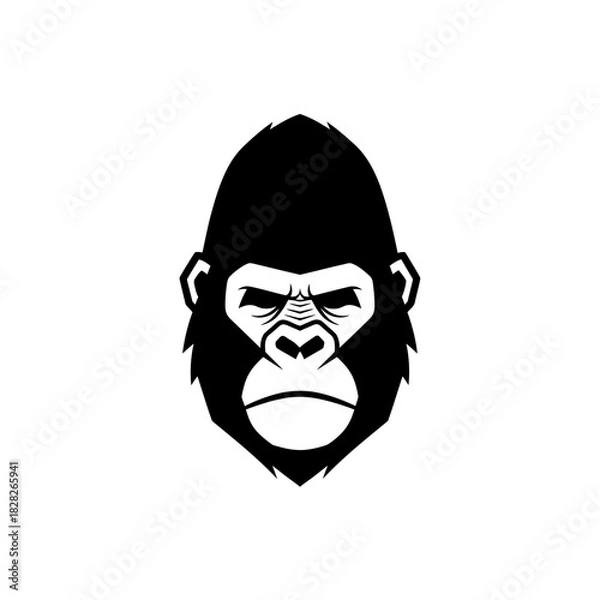 Obraz Striking Gorilla Head Vector Illustration with Intense Gaze 1.