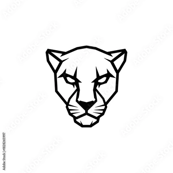 Obraz Stylized Black and White Panther Head Logo Design.