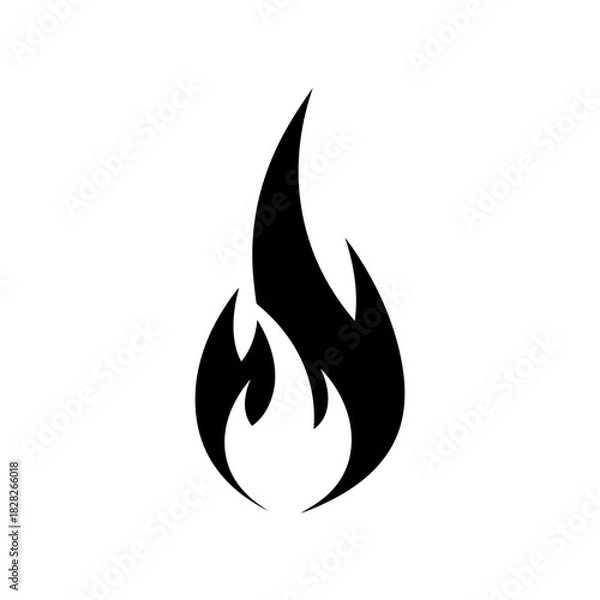 Obraz Stylized Black Flame Icon on White Background 2.