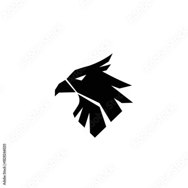 Obraz Stylized Black Eagle Head Logo Design on White Background.