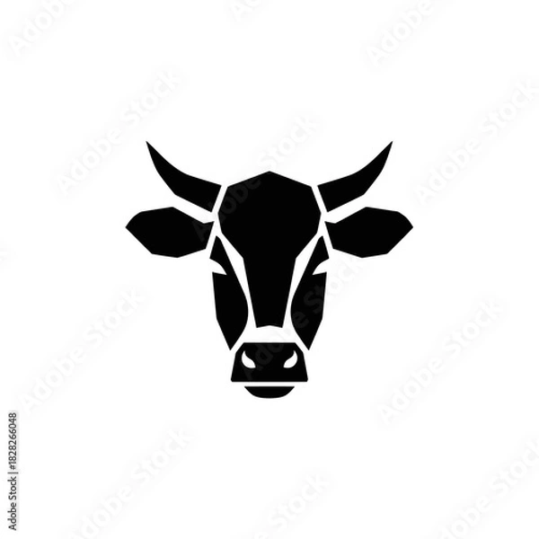 Obraz Stylized Black Silhouette of a Cows Head with Horns.