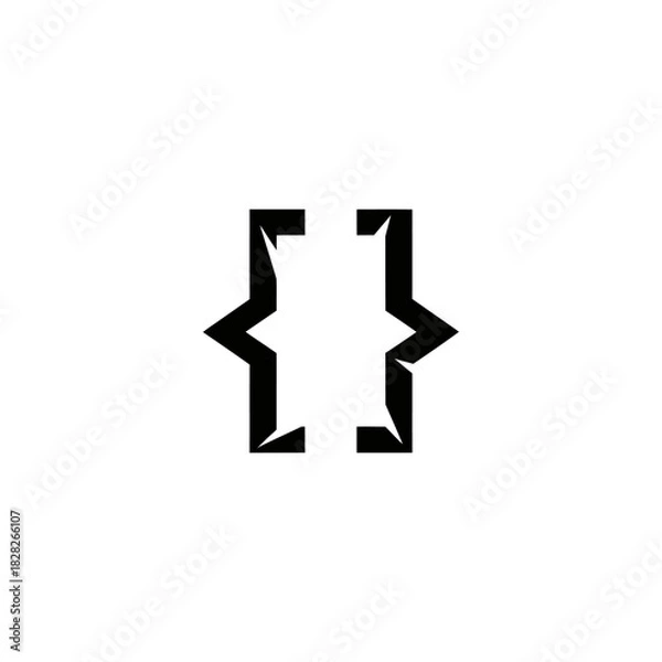 Obraz Stylized Braces Symbol with Sharp Edges and Modern Design.