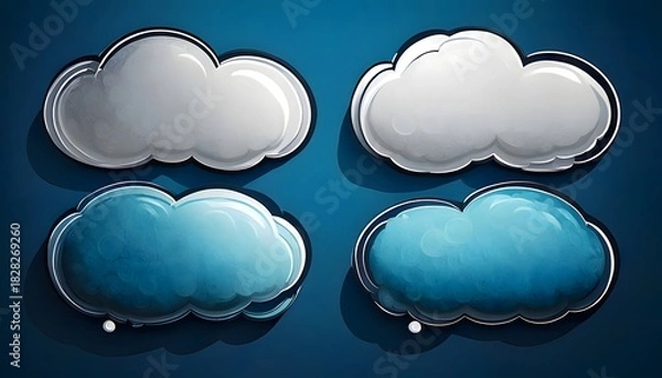 Obraz Illustrative Cloud Icons for Weather and Technology Designs