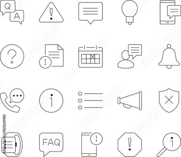 Fototapeta Information and Notification Line Icon Set