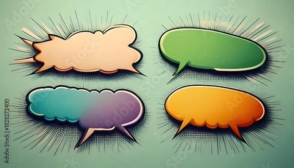 Obraz Colorful Speech Bubbles Set Comic book style dialogues & communication elements for design