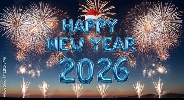 Fototapeta Happy new year 2026 celebration with fireworks display