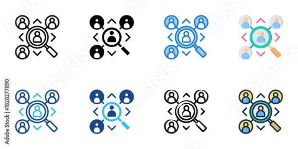 Obraz Stakeholder Identification icon set multiple style vector collection 
