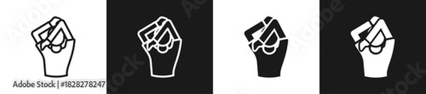 Obraz Shoulder Stretch Line And Solid Version Icon Set With Black And White Background