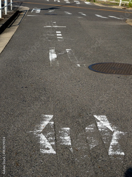 Obraz 道路の消えかかっている案内表示