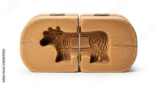 Fototapeta Wooden puzzle toy carved with a horse design on a white background