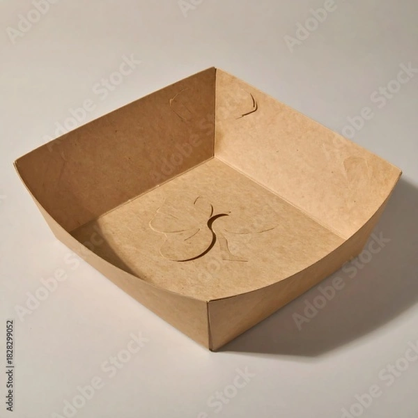 Fototapeta Square, brown, disposable container made of paper material