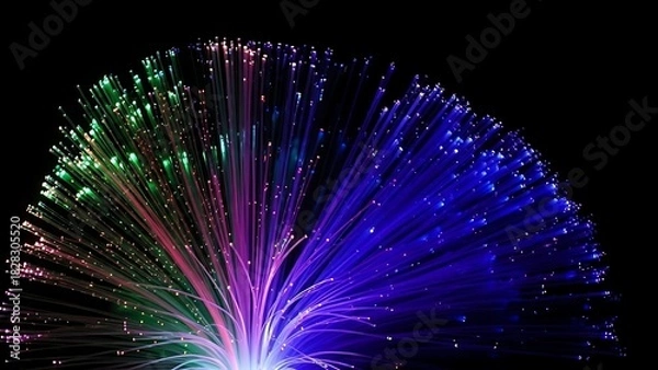 Obraz A fiber optic lamp displaying vibrant colors against a dark background in a striking arrangement