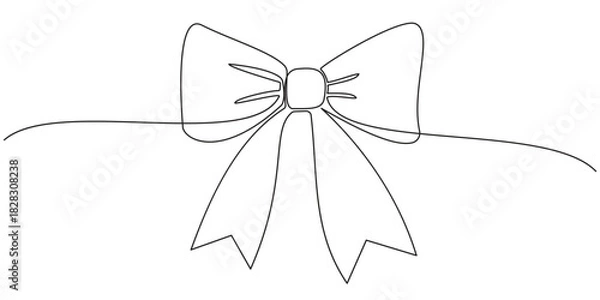 Fototapeta Simple continuous line art of a festive bow graphic design element