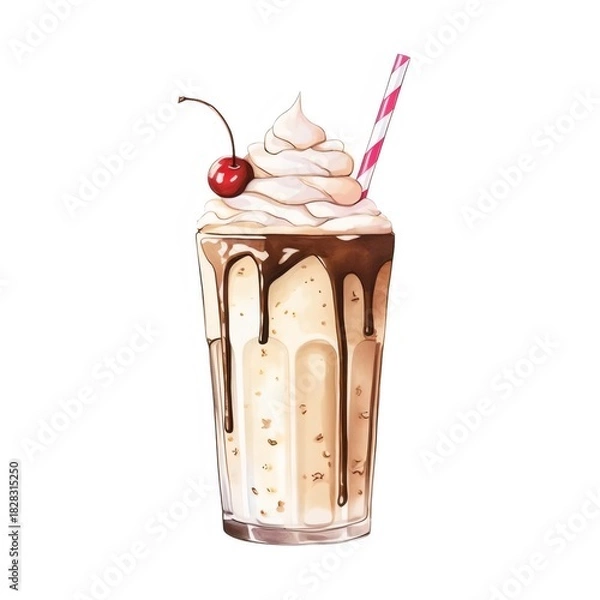 Obraz ホイップクリームとチェリーのバニラミルクセーキ