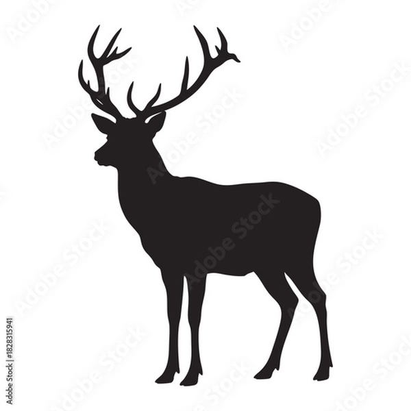 Obraz Deer or Stag Silhouette with Highlighted Hooves Vector