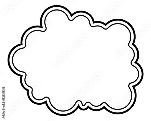 Fototapeta シンプルな二重線の吹き出し　雲形