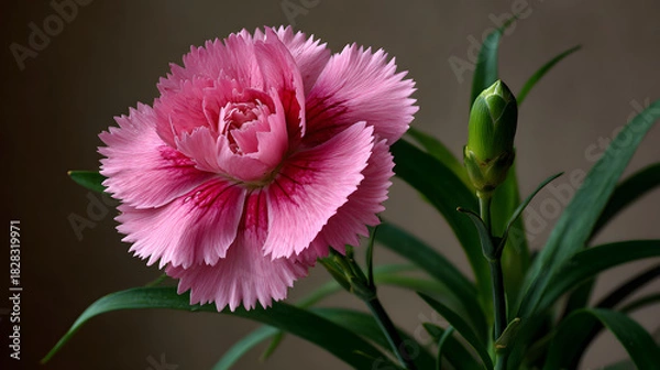 Fototapeta PinkCarnationWithGreenBud