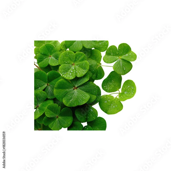 Obraz Green clover plant close-up natural lucky shamrock foliage fresh healthy vibrant leaves St. Patrick’s Day symbol isolated on white background
