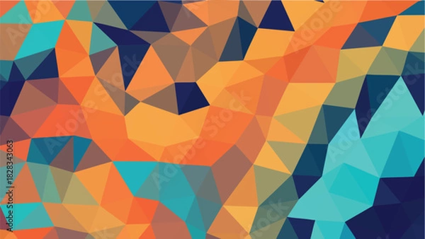 Fototapeta abstract geometric triangle colorful pattern background with orange blue low poly design