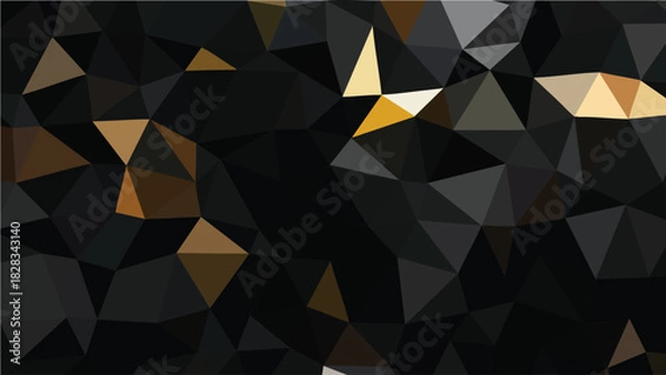 Fototapeta Geometric Background with Black Gold Triangle Pattern and Abstract Design
