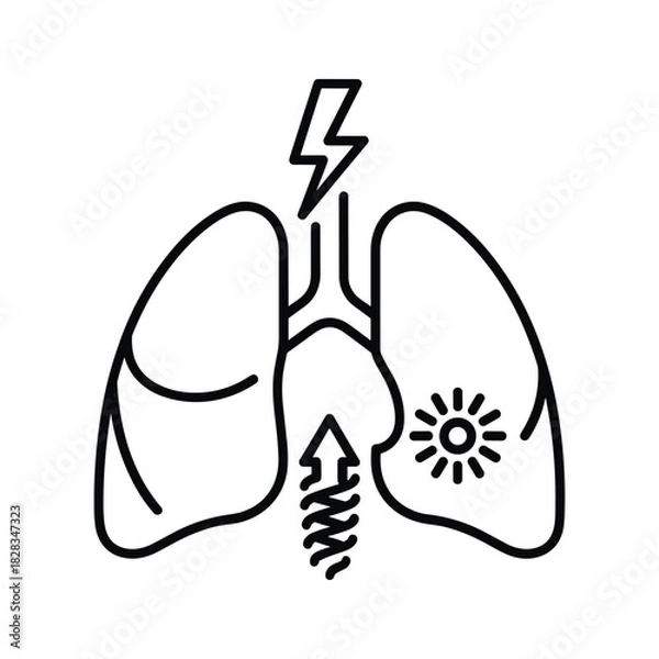 Fototapeta Lung health concept for respiratory problems, asthma, and pneumonia, breathing issues illustration for medical and healthcare content creation