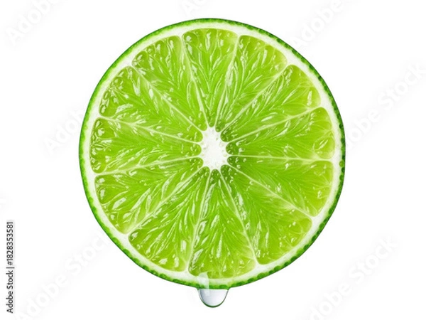 Fototapeta Juicy Lime Slice with Dripping Juice citrus fruit