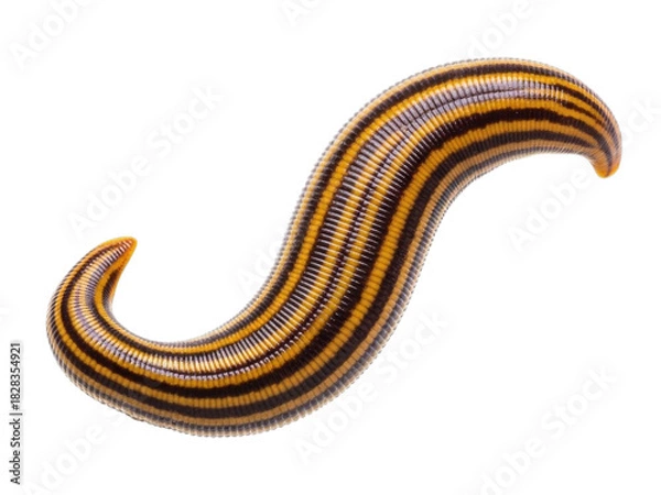 Fototapeta Segmented Leech with Yellow and Black Stripes invertebrate