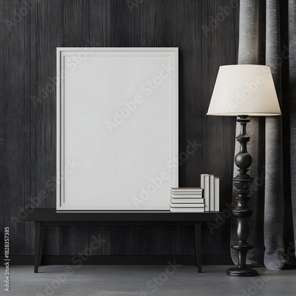 Obraz Modern Minimalist Interior Design Mockup with Blank Frame