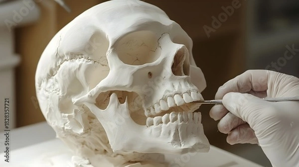 Obraz Sculpting a Human Skull Model