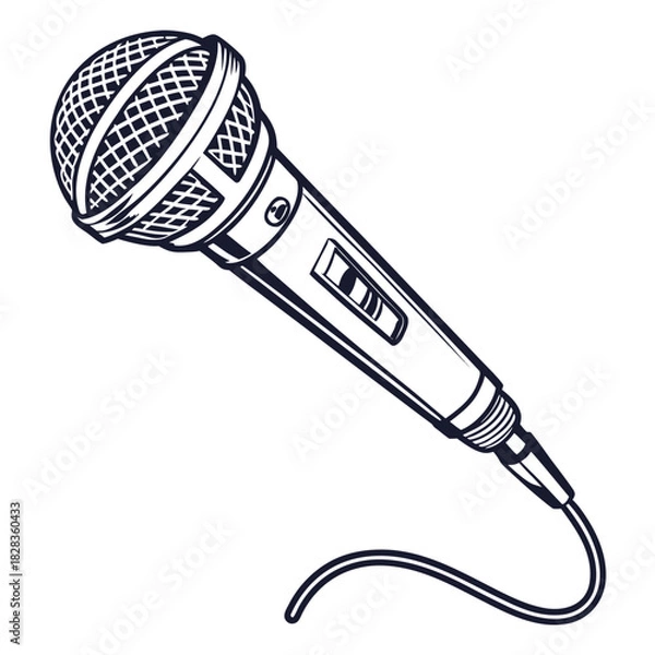 Fototapeta An image of a microphone 🎤 vector design on a white background 