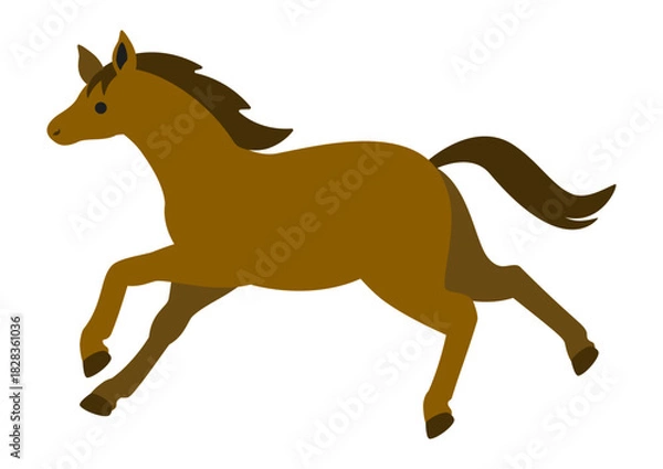 Obraz 走る馬のイラスト/前足を大きく伸ばして駆けるポーズ