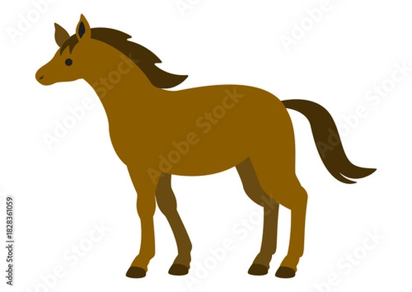 Fototapeta 立ち止まる馬のイラスト/穏やかに佇む横向きの立ち姿