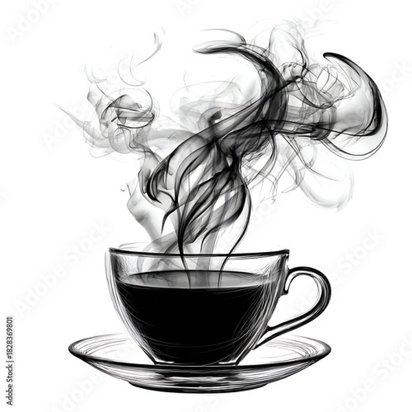 Obraz Steaming Coffee Cup Sketch Illustration