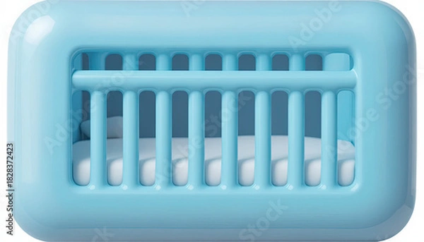 Fototapeta Charming 3D baby crib perfect for nursery designs, capturing the innocence of childhood, ideal for parenting blogs and baby product marketing, conveying safety and comfort with sweet appeal