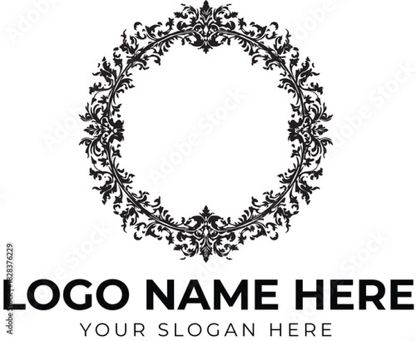 Obraz Ornamental circular emblem logo vector with intricate floral design for elegant branding and identity