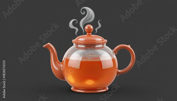 Fototapeta Steaming teapot filled with flavorful tea, perfect for a cozy and relaxing moment, offering warmth and comfort, ideal for showcasing tea brands and relaxation products, a soothing beverage