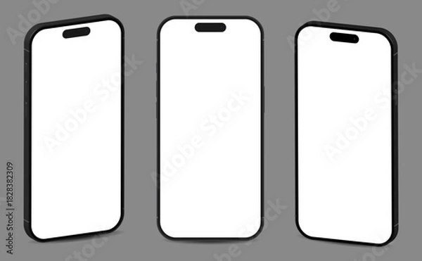 Obraz Mobile smart phone mockup vector set isolated on gray background