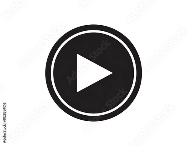 Obraz Black circular button with a white play icon pointing right