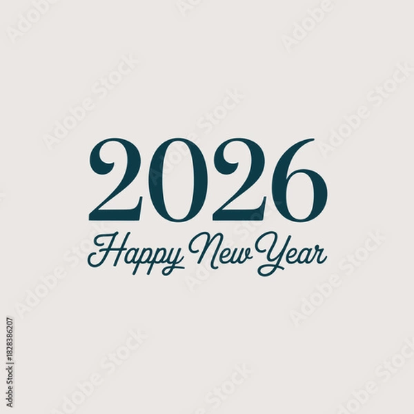 Fototapeta New Year 2026 festive vector card design with symbols and holiday decorations