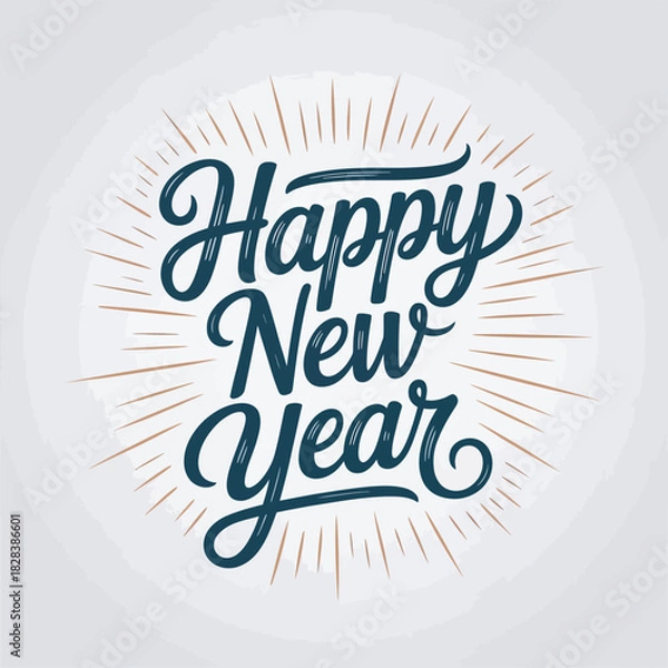 Fototapeta Happy new year vector design with festive label and decorative elements