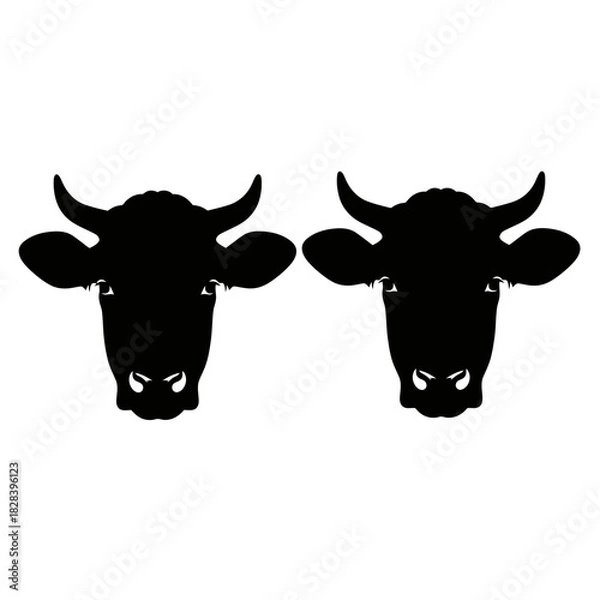 Obraz Two cow head silhouettes vector