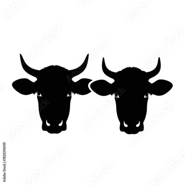 Obraz Two cow head silhouettes